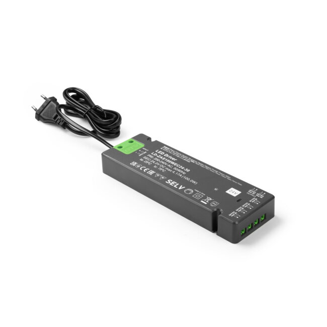 LED TRANSF. 24V, 100W, 220-240V, SLIM, easy click, IP20