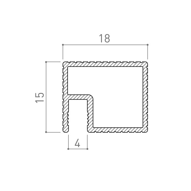 ALUMINIJSKI PROFIL 780D, 15x18mm, 5,2m