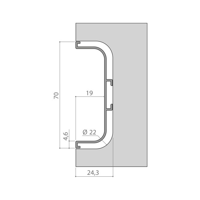 GOLA HORIZONTALNI C ALU PROFIL AL. SATIN, 3,9M
